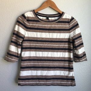 J Crew Pink blue and white Striped Top